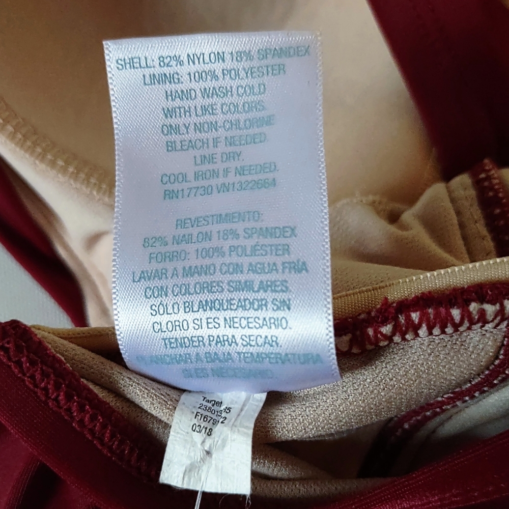 Kona Sol Maroon One Piece Rouched Swim Suit Large - Picture 9 of 13